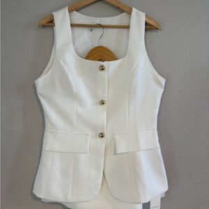 Elegant White Sleeveless Blazer Vest